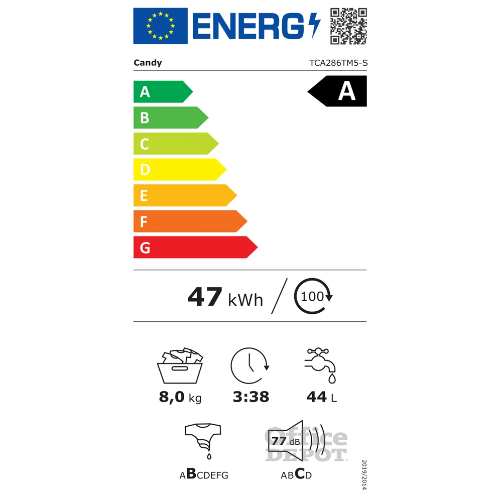 Candy TCA284TM5-S fehér, felültöltős, max.1200ford., 8 kg, mosógép