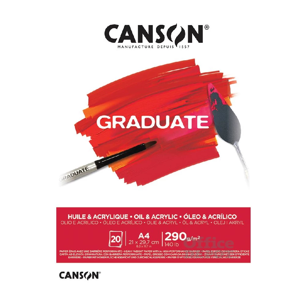 Canson Graduate A4, álló, 290 g/m2, ragasztott olaj- és akrilfestő papírtömb