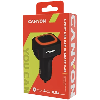 Canyon C-05 univerzális Dual autós töltő adapter 4.8A Canyon C-05 univerzális Dual autós töltő adapter 4.8A