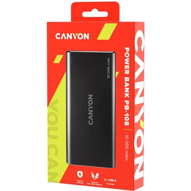 Canyon PB-108 10000mAh LiPo (Lightning bemenet) fekete power bank Canyon PB-108 10000mAh LiPo (Lightning bemenet) fekete power bank