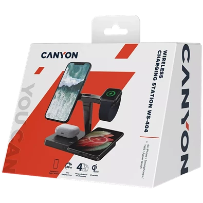 Canyon WS-404 4-in-1 15W univerzális vezeték nélküli töltő adapter fekete (Qi) Canyon WS-404 4-in-1 15W univerzális vezeték nélküli töltő adapter fekete (Qi)