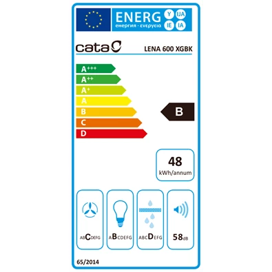Cata Lena 600 XGBK+BK150ECO fekete páraelszívó Cata Lena 600 XGBK+BK150ECO fekete páraelszívó