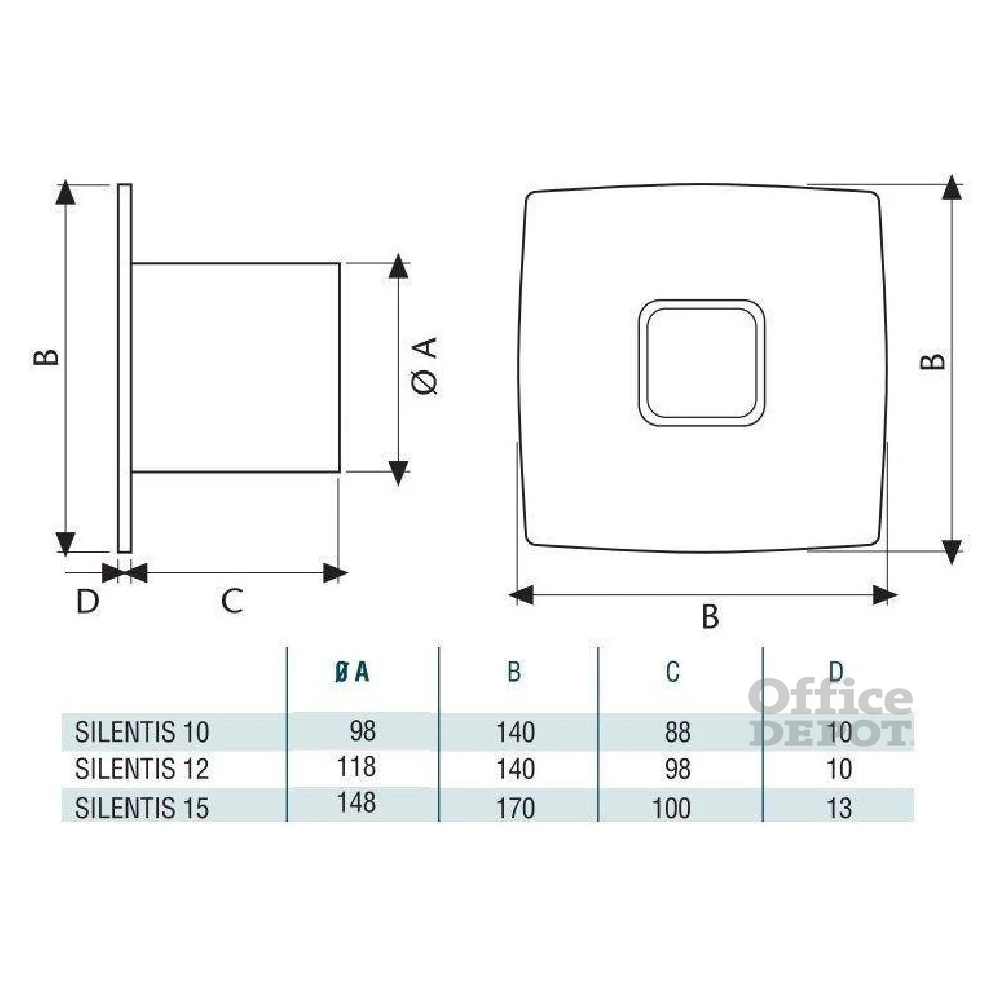 Cata Silentis 10 timer inox szellőző ventilátor