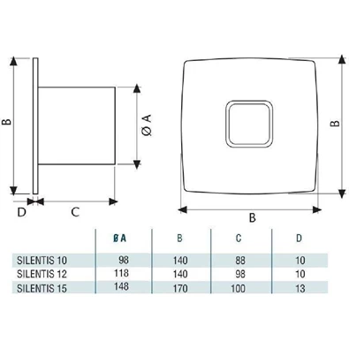 Cata Silentis 12 inox szellőző ventilátor Cata Silentis 12 inox szellőző ventilátor