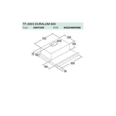 Cata TF-2003/60 LED duralum inox teleszkópos páraelszívó Cata TF-2003/60 LED duralum inox teleszkópos páraelszívó