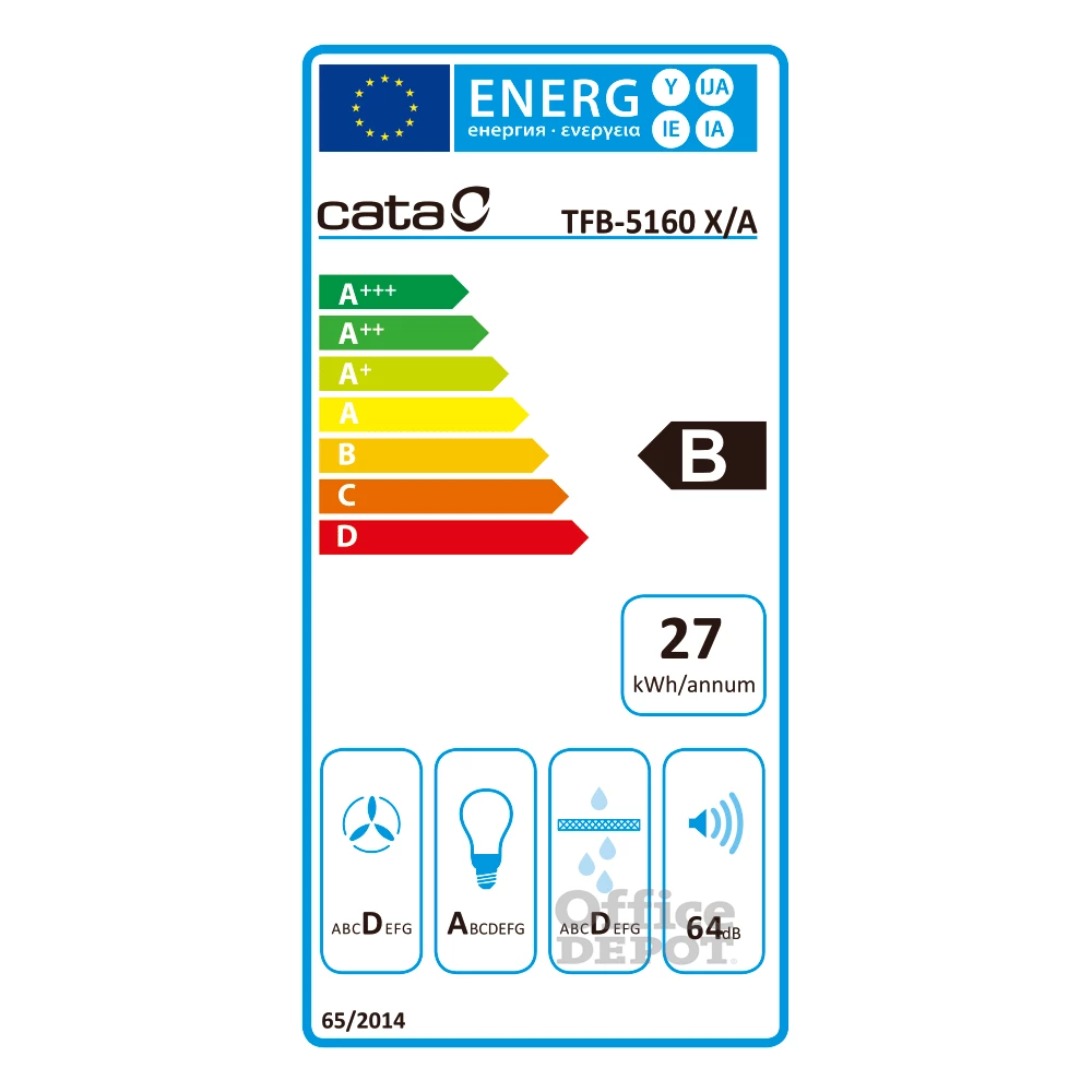 Cata TFB-5160 X inox, beépíthető, kihúzható, méret:59,5 cm, teleszkópos, zajszint:61 dB, páraelszívó