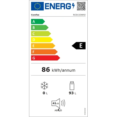 Comfee RCD132WH2 egyajtós, Hűtő:93L, hűtőszekrény