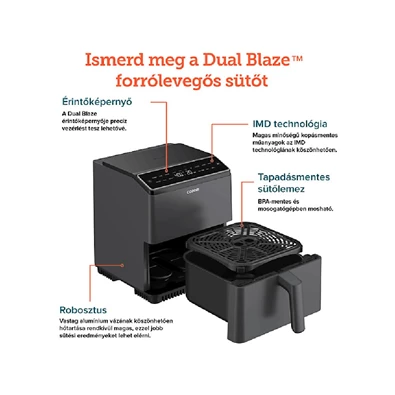 Cosori CAF-P583S-AEUR Dual Blaze szürke 6,4 L forrólevegős sütő Cosori CAF-P583S-AEUR Dual Blaze szürke 6,4 L forrólevegős sütő