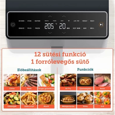 Cosori CAF-P583S-WEU Dual Blaze 6,4 L fehér forrólevegős sütő