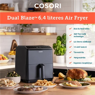 Cosori CAF-P681S-KEUR Dual Blaze sötétszürke 6,4 L forrólevegős sütő Cosori CAF-P681S-KEUR Dual Blaze sötétszürke 6,4 L forrólevegős sütő