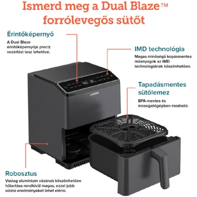 Cosori CAF-P681S-KEUR Dual Blaze sötétszürke 6,4 L forrólevegős sütő Cosori CAF-P681S-KEUR Dual Blaze sötétszürke 6,4 L forrólevegős sütő