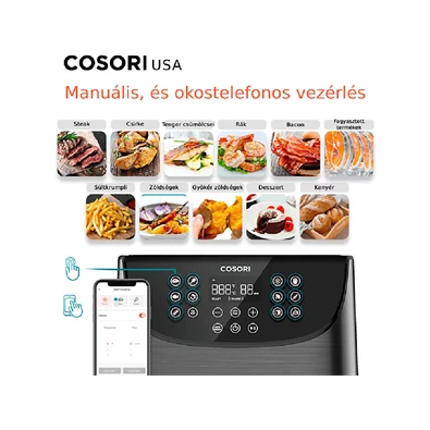 Cosori CS158-AF-RXB Premium Smart fekete 5,5 L forrólevegős sütő Cosori CS158-AF-RXB Premium Smart fekete 5,5 L forrólevegős sütő