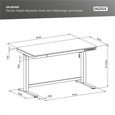 DIGITUS DA-90406 Elektromosan állítható magasságú fehér íróasztal USB-töltővel és fiókkal DIGITUS DA-90406 Elektromosan állítható magasságú fehér íróasztal USB-töltővel és fiókkal