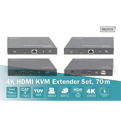 DIGITUS DS-55513 4K HDMI KVM 70m extender szett DIGITUS DS-55513 4K HDMI KVM 70m extender szett