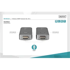 DIGITUS DS-55318 vezeték nélküli HDMI extender szett 50m (adó és vevőegység) DIGITUS DS-55318 vezeték nélküli HDMI extender szett 50m (adó és vevőegység)