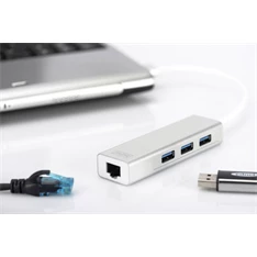 DIGITUS USB 3.0 Gigabit Ethernet adapter + 3 portos USB HUB DIGITUS USB 3.0 Gigabit Ethernet adapter + 3 portos USB HUB