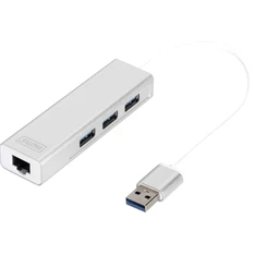DIGITUS USB 3.0 Gigabit Ethernet adapter + 3 portos USB HUB DIGITUS USB 3.0 Gigabit Ethernet adapter + 3 portos USB HUB