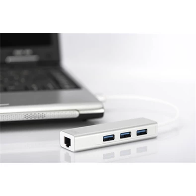 DIGITUS USB 3.0 Gigabit Ethernet adapter + 3 portos USB HUB DIGITUS USB 3.0 Gigabit Ethernet adapter + 3 portos USB HUB