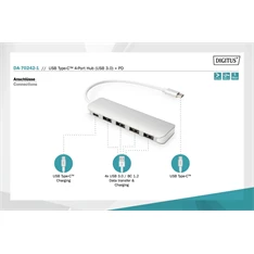 DIGITUS USB Type-C 4 portos USB 3.0 hub + PD DIGITUS USB Type-C 4 portos USB 3.0 hub + PD