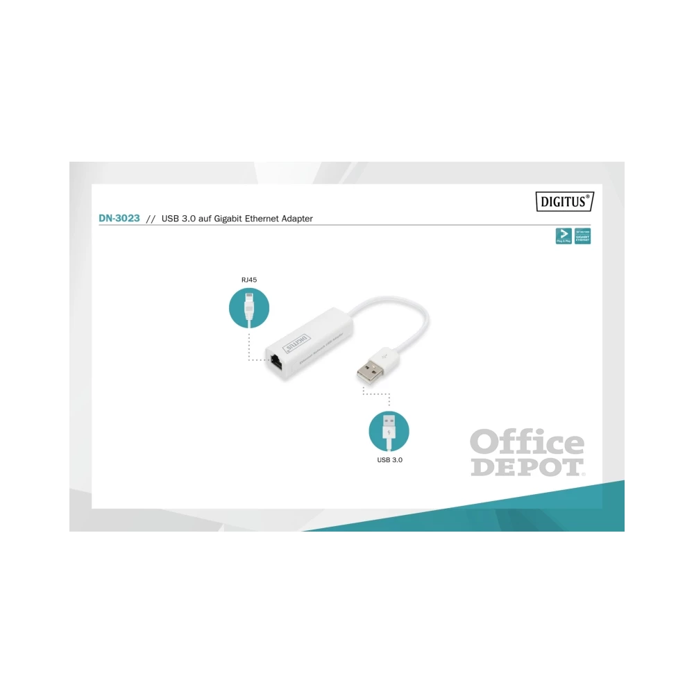 DIGITUS vezetékes USB 3.0 Gigabit Ethernet Adapter