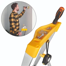 DRABEST MAX 4 (3+1) lépcsős professzionális alumínium létra, összecsukható, 150 kg teherbírás