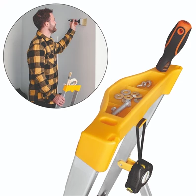 DRABEST MAX 4 (3+1) lépcsős professzionális alumínium létra, összecsukható, 150 kg teherbírás