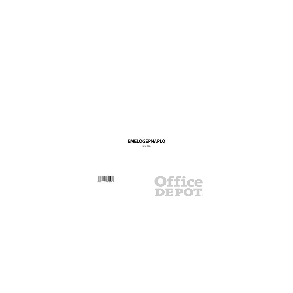D.E. 938 "Emelőgépnapló" nyomtatvány