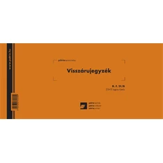 D.F.21/B 25x5lapos "Visszárujegyzék" nyomtatvány