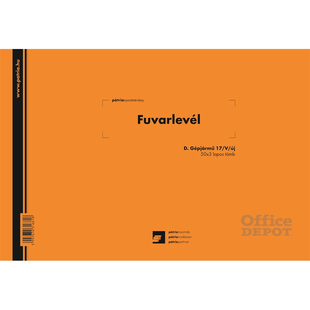 D.GEPJ.17/V/UJ A4 fekvő "Fuvarlevél" tömbös nyomtatvány