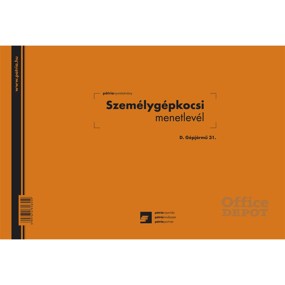 D.GEPJ.31 100 lapos tömb A4 fekvő "Személygépkocsi menetlevél" nyomtatvány