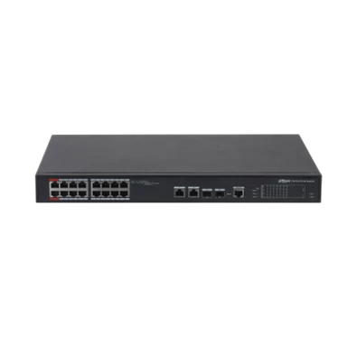 Dahua PFS4218-16ET-240-V3 16x 10/100(HighPoE(1,2)/PoE/PoE+ 240W)+2x gigabit/ SFP combo uplink menedzselhető PoE switch