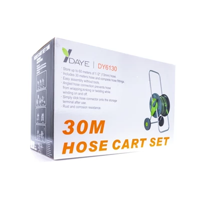 Daye DY6130 30m tömlőkocsi szett 1/2" csővel, szórófejjel és csatlakozókkal