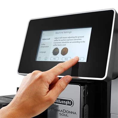 DeLonghi ECAM610.55.SB Primadonna Soul fekete-ezüst tejhabosítóval automata kávéfőző DeLonghi ECAM610.55.SB Primadonna Soul fekete-ezüst tejhabosítóval automata kávéfőző
