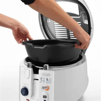 DeLonghi F28533W fehér forgókosaras olajsütő (Újszerű) DeLonghi F28533W fehér forgókosaras olajsütő (Újszerű)
