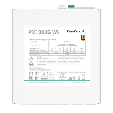 DeepCool Tápegység 1000W - PX1000-G WH EU (80 Plus Gold, ATX3.0, Aktív PFC, Full Moduláris, fehér)