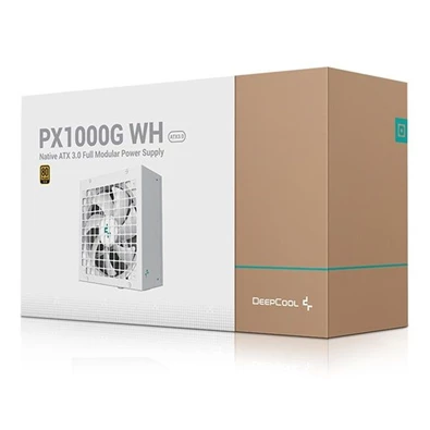 DeepCool Tápegység 1000W - PX1000-G WH EU (80 Plus Gold, ATX3.0, Aktív PFC, Full Moduláris, fehér)