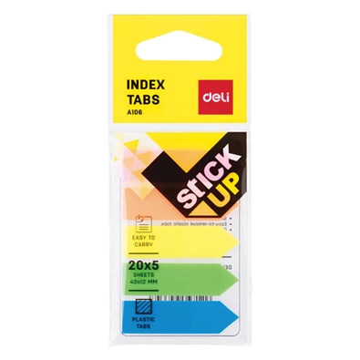 Deli 44x12mm nyíl 5x20lap színes jelölőcímke Deli 44x12mm nyíl 5x20lap színes jelölőcímke