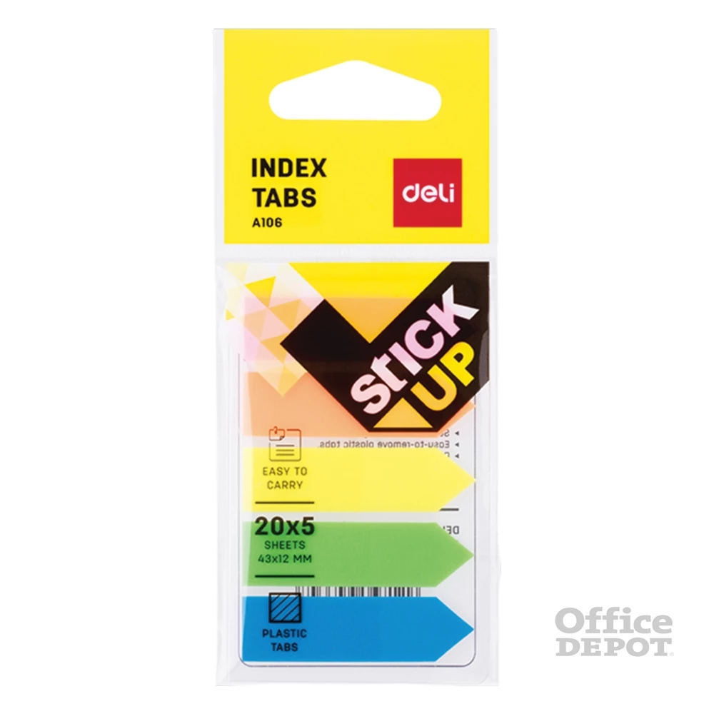 Deli 44x12mm nyíl 5x20lap színes jelölőcímke