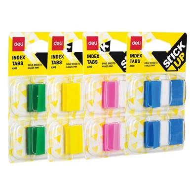 Deli 44x25mm tartóban 2x50lap színes jelölőcímke Deli 44x25mm tartóban 2x50lap színes jelölőcímke