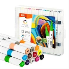Deli Color Emotion 12 darabos kétvégű akril marker készlet