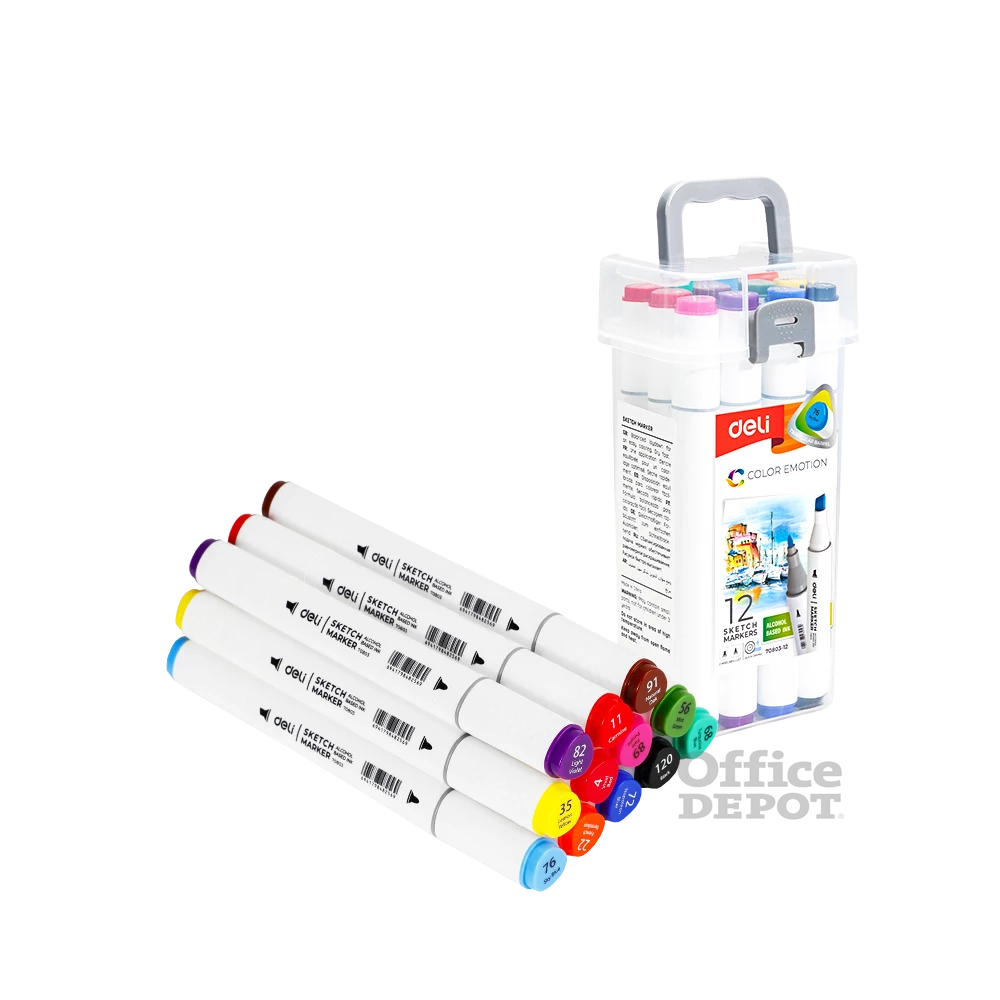 Deli Color Emotion 12 darabos kétvégű háromszögletű sketch marker készlet
