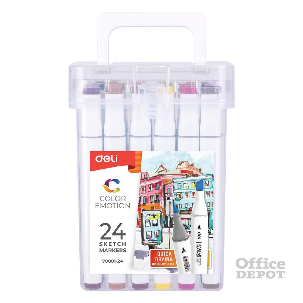 Deli Color Emotion 24 darabos kétvégű alkoholos sketch marker készlet