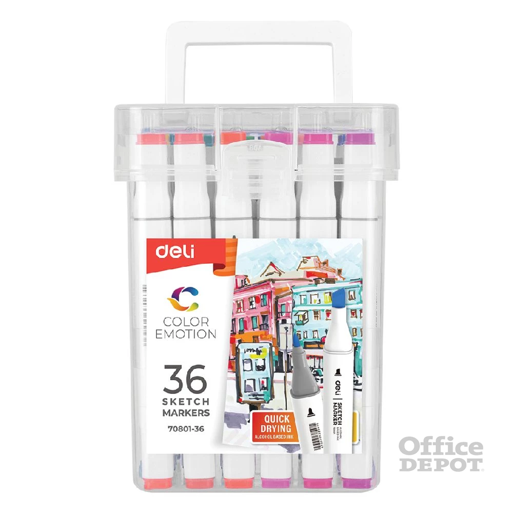 Deli Color Emotion 36 darabos kétvégű alkoholos sketch marker készlet
