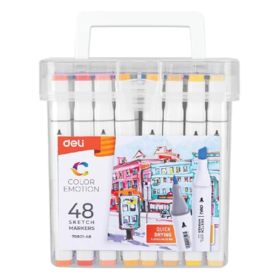 Deli Color Emotion 48 darabos kétvégű alkoholos sketch marker készlet Deli Color Emotion 48 darabos kétvégű alkoholos sketch marker készlet