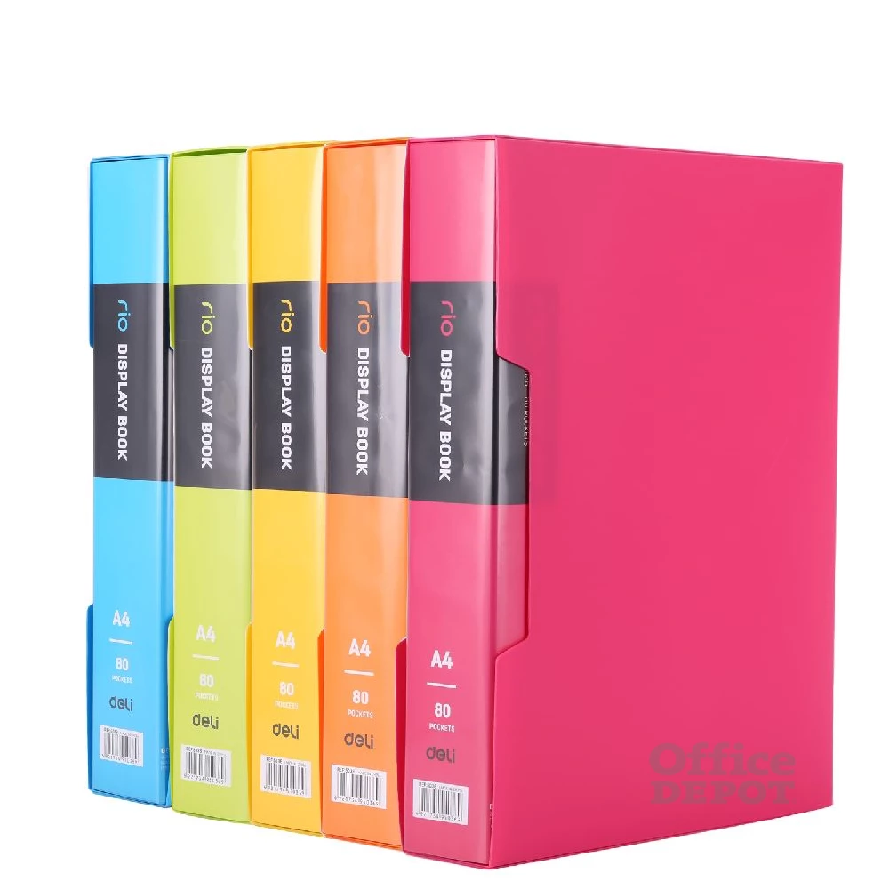 Deli Rio A4 80 zsebes feliratozható kemény borítós vegyes színű PP bemutatómappa