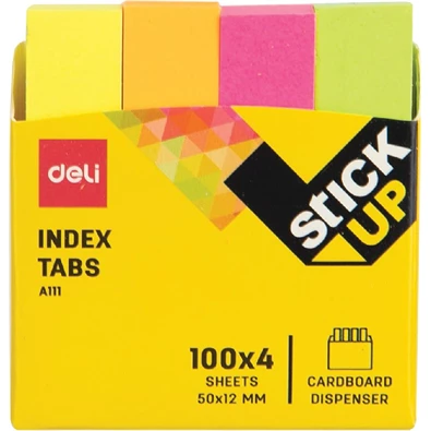 Deli Stick Up 50x12 mm 4x100 lap neon papír jelölőcímke Deli Stick Up 50x12 mm 4x100 lap neon papír jelölőcímke