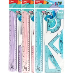 Deli Twist Me 30 cm-es 4 db-os vegyes színű hajlékony vonalzókészlet Deli Twist Me 30 cm-es 4 db-os vegyes színű hajlékony vonalzókészlet