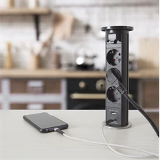 Delight 20451B fekete 3-as motoros rejtett elosztó + 1 USB-A, 1 USB-C port Delight 20451B fekete 3-as motoros rejtett elosztó + 1 USB-A, 1 USB-C port