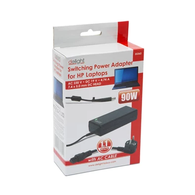 Delight 55362 Univerzális HP laptop/notebook töltő adapter tápkábellel Delight 55362 Univerzális HP laptop/notebook töltő adapter tápkábellel