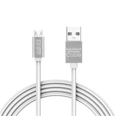 Delight LED fénnyel microUSB 1m fehér adatkábel Delight LED fénnyel microUSB 1m fehér adatkábel